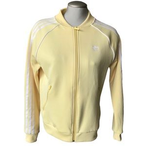 ADIDAS 3 stripe track jacket in yellow. Size small